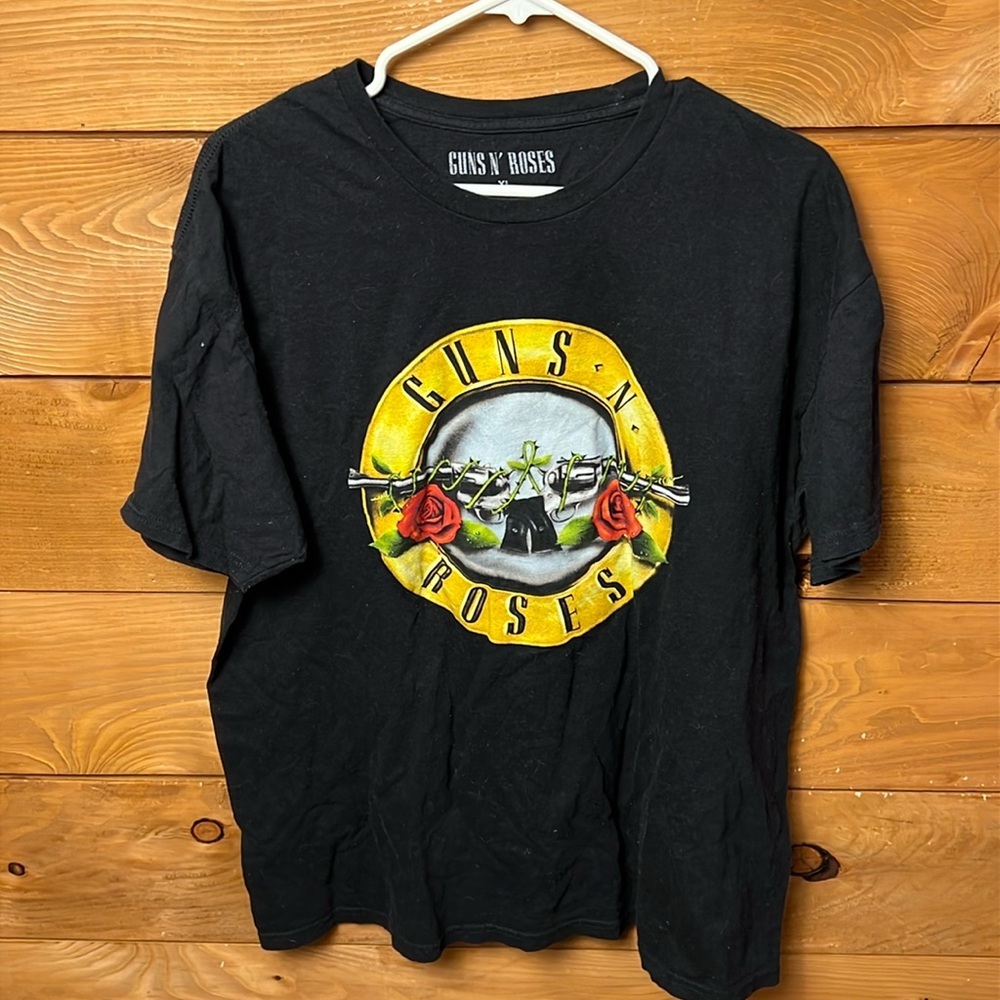 Guns'N Roses Band Print T-Shirt Emblem‎ Black Men’s XL Rock ‘n’ roll 1980s band